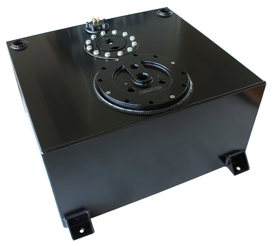 Aluminium 15 Gallon (57L) Fuel Cell Flat Bottom Triple 40mm Pump Hanger & Fuel Sender - Black   18-1/8" L x 20-1/16" W x 10-1/4" H (460mm L x 510mm W x 260mm H)