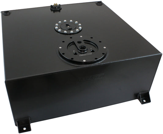 Aluminium 100 Liter (26 Gal) Fuel Cell Flat Bottom Triple 40mm Pump Hanger & Fuel Sender - Black   25-19/32" L x 25-19/32" W x 10-1/4" H (650mm L x 650mm W x 260mm H)