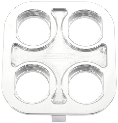 Universal Modular 4-Port Square Billet Bulkhead Plate   Polished Finish