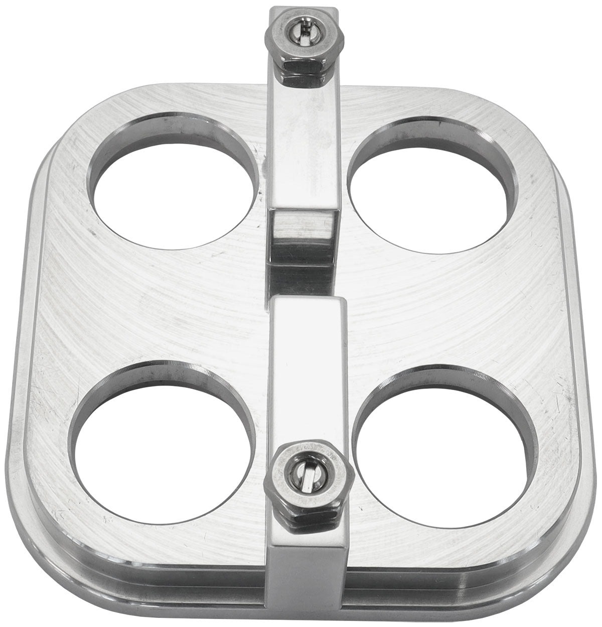 Universal Modular 4-Port Square Billet Bulkhead Plate   Polished Finish
