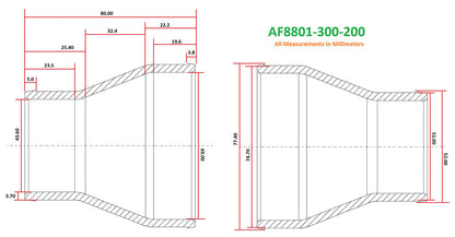 Straight Reducer Cast Pipe, Natural Finish  3" (76mm) to 2" (51mm) Outside Diameter