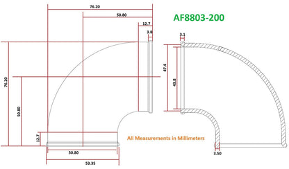 Tight Radius Cast 90 Degree Elbow - Natural Finish  2" (50.8mm) Outside Diameter