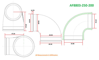 Tight Radius Reducer Cast 90 Degree Elbow - Natural Finish  2-1/2" (63mm) to 2" (51mm) Outside Diameter