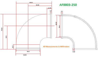Tight Radius Cast 90 Degree Elbow - Natural Finish  2-1/2" (63mm) Outside Diameter