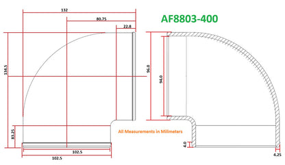 Tight Radius Cast 90 Degree Elbow - Natural Finish  4" (102mm) Outside Diameter