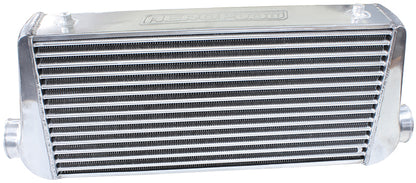 600x300x76mm Street Series Aluminium Intercooler, Polished Finish    3" Slip On Inlet and Outlet with 2 M8x1.25mm Mounting Bosses