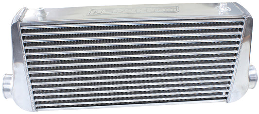 600x300x76mm Street Series Aluminium Intercooler, Polished Finish    3" Slip On Inlet and Outlet with 2 M8x1.25mm Mounting Bosses