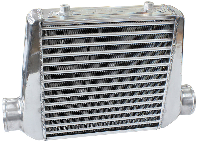 280x300x76mm Street Series Aluminium Intercooler, Polished Finish    3" Slip On Inlet and Outlet with 2 M8x1.25mm Mounting Bosses