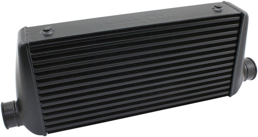 600x300x76mm Race Series Aluminium Intercooler, Black Powder Coated Finish   3" Slip On Inlet and Outlet with 4 M8x1.25mm Mounting Bosses