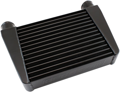 V-Mount Street Series Aluminium Intercooler, Black Powder Coated Finish   330 x 280 x 76mm with 2-1/2" Inlet/Outlets