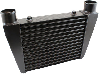 V-Mount Street Series Aluminium Intercooler, Black Powder Coated Finish   330 x 280 x 76mm with 2-1/2" Inlet/Outlets