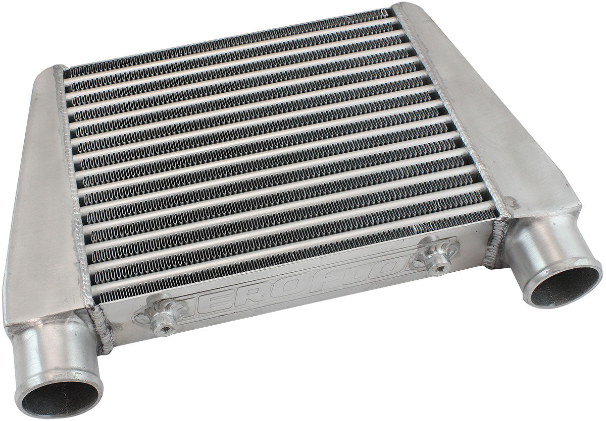 V-Mount Street Series Aluminium Intercooler, Silver Powder Coated Finish   330 x 280 x 76mm with 2-1/2" Inlet/Outlets