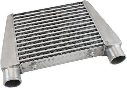 V-Mount Street Series Aluminium Intercooler, Silver Powder Coated Finish   330 x 280 x 76mm with 2-1/2" Inlet/Outlets