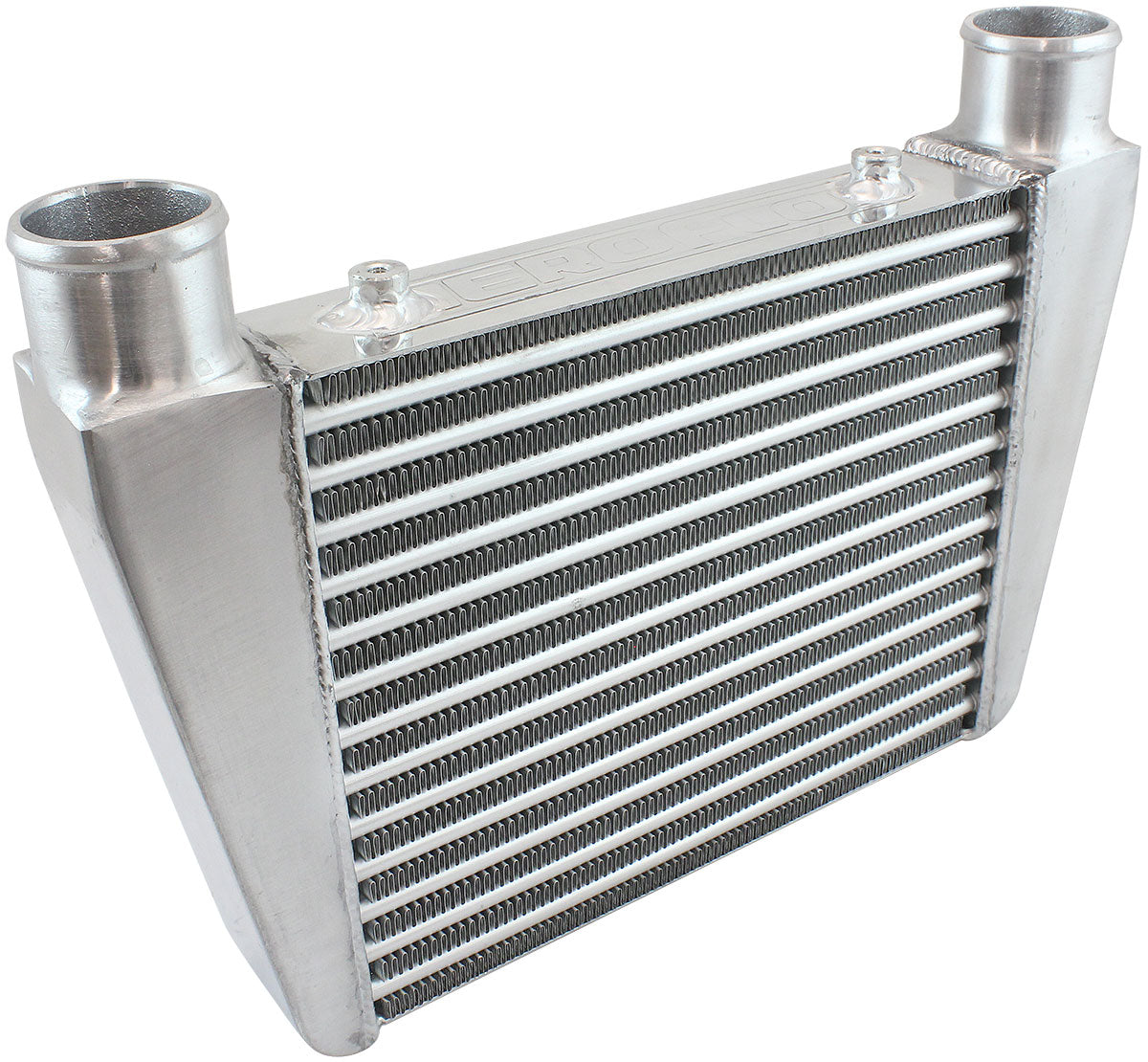 V-Mount Street Series Aluminium Intercooler, Silver Powder Coated Finish   330 x 280 x 76mm with 2-1/2" Inlet/Outlets
