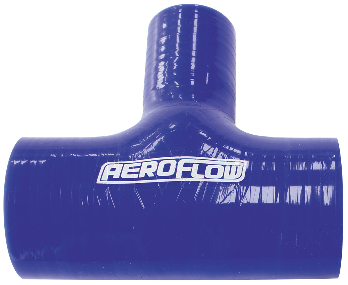 Gloss Blue Silicone Tee Hose 2-1/2" (63mm) Run I.D to 1" (25mm) Side I.D  5mm Wall Thickness, 100mm Run Length, 51mm Side Leg