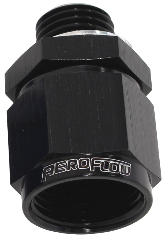 Male M14 x 1.5 to Female -8AN Swivel Adapter   Supplied With Washer, Black Finish