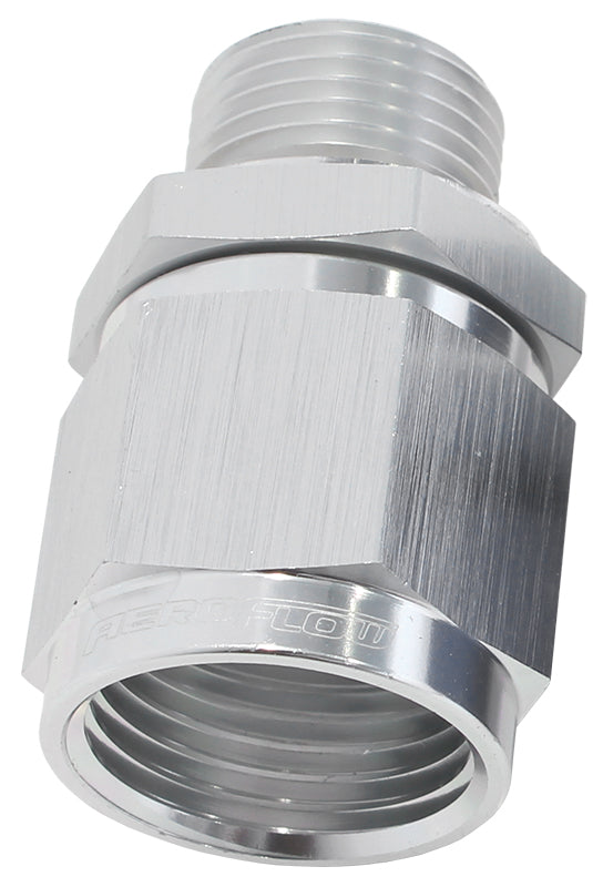 Male M18 x 1.5 to Female -8AN Swivel Adapter   Supplied With Washer, Silver Finish