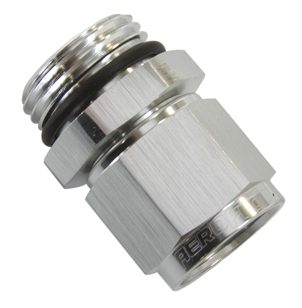Male -8 ORB to Female -6AN Swivel Adapter   Silver Finish