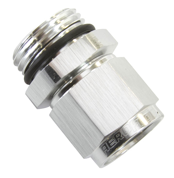 Male -6 ORB to Female -6AN Swivel Adapter   Silver Finish