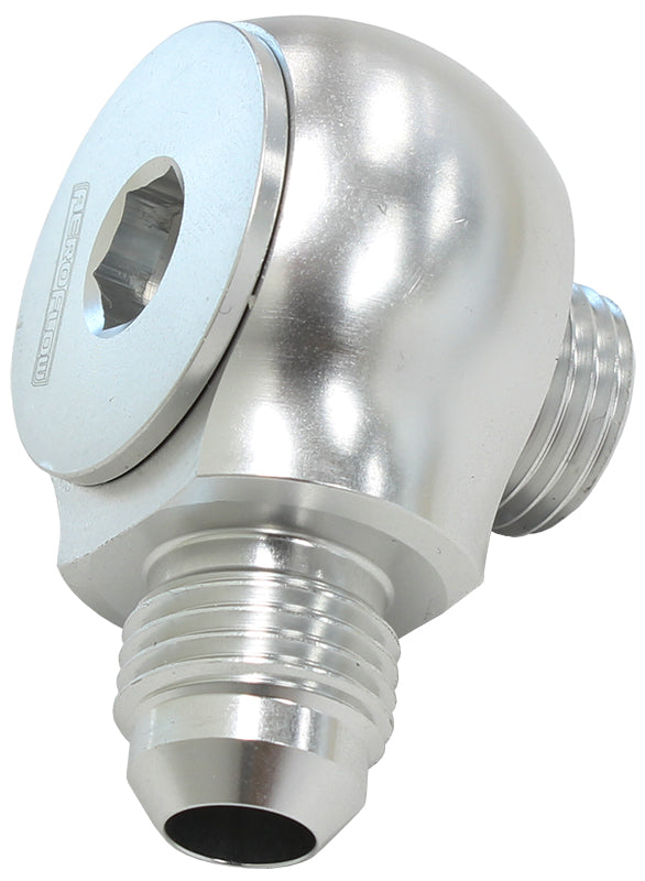90° Low Profile -6ORB to -6AN Male Adapter   Silver Finish