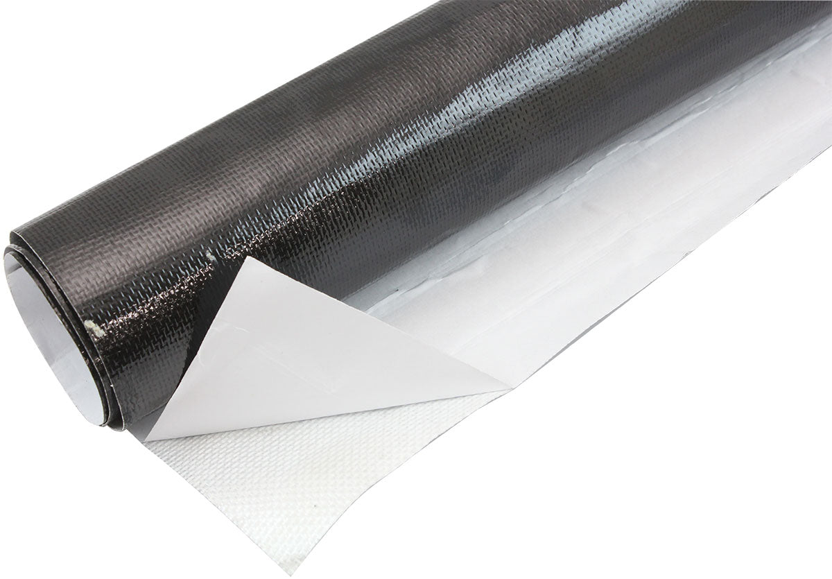 Heat Barrier - 24" x 36" Sheet - Black Finish    Adhesive backed aluminised surface reflects up to 2000Â°F radiant heat