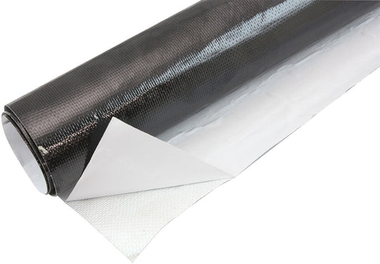 Heat Barrier 6-1/4" x 26" Sheet -Black Finish   Adhesive backed aluminised surface reflects up to 2000Â°F radiant heat