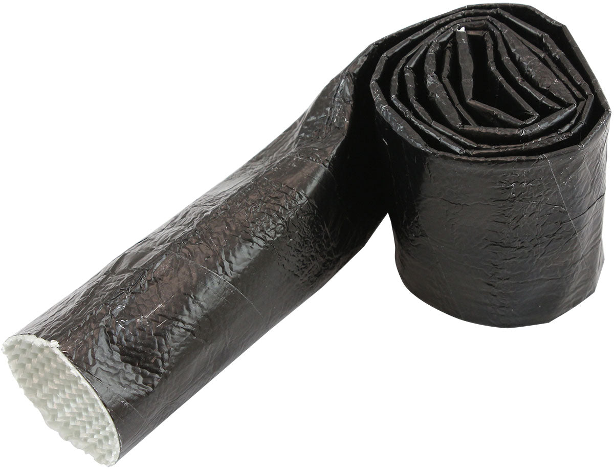 Aluminised Black Heat Sleeve - 1-1/8" to 1-1/2" I.D. and 12ft (3.7m) Length    Withstands 500Â°F Direct Heat
