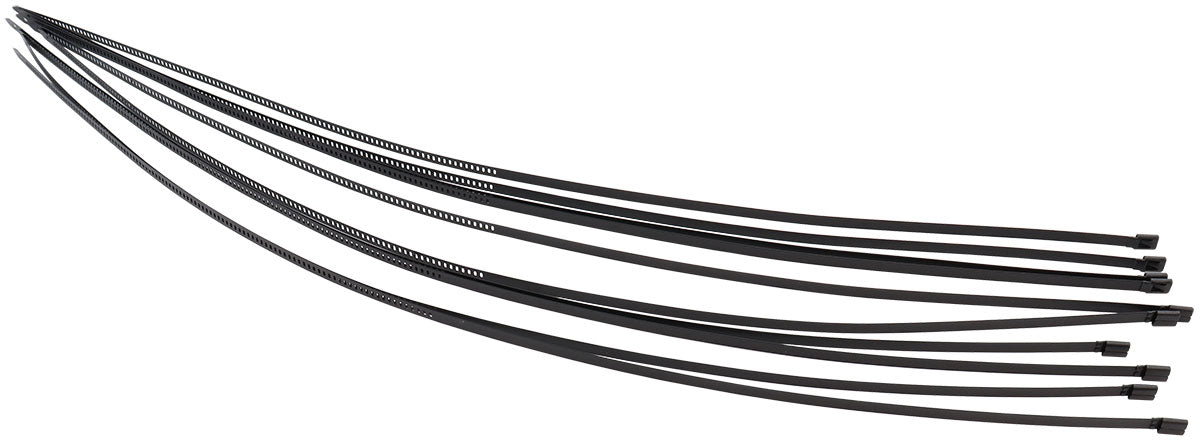Aeroflow 4.6mm Snap Lock Ties   Black Stainless Steel Cable Ties 10 pieces x 19" (500mm) Long