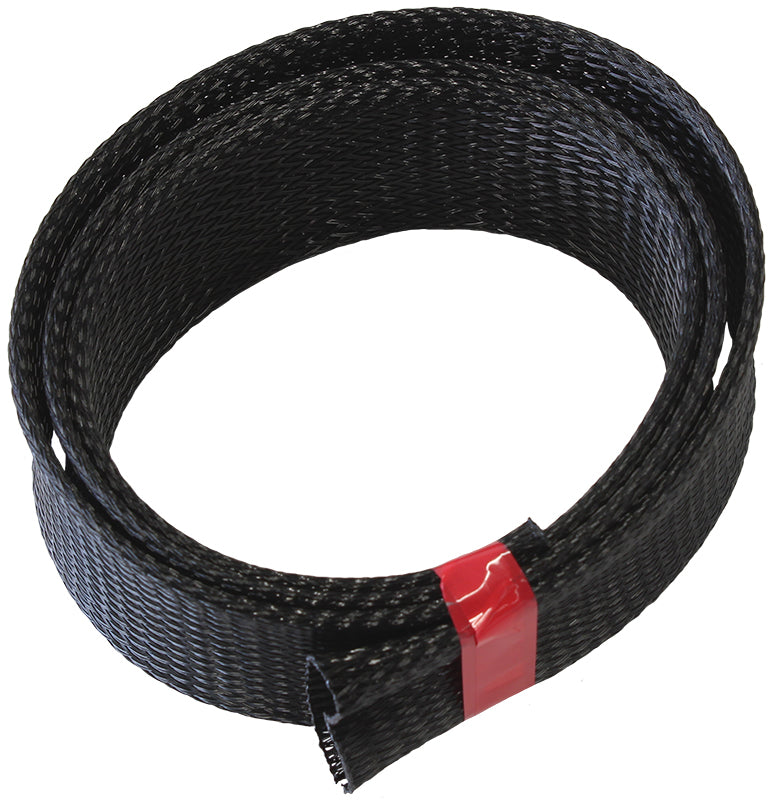 Flex Braid Wrap 1-1/2" (38.10mm) I.D. 7.6Meter Length   Black Finish, Tight Weave High Coverage