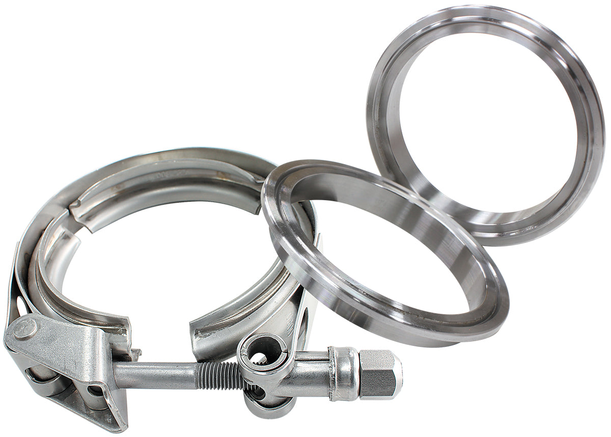 2" (50.8mm) V-Band Clamp Kit with Stainless Steel Weld Flanges   Kit Includes 2 x 316 Stainless Steel Weld Rings and 1 x Stainless Steel Clamp