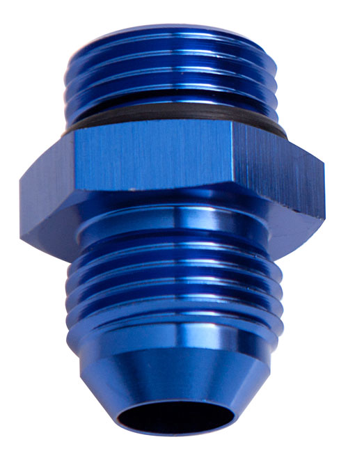 ORB to AN Straight Male Flare Adapter   -4 ORB to -4AN, Blue Finish