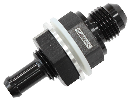Fuel Cell Bulkhead Fitting -6AN to 5/16" Barb   Black Finish
