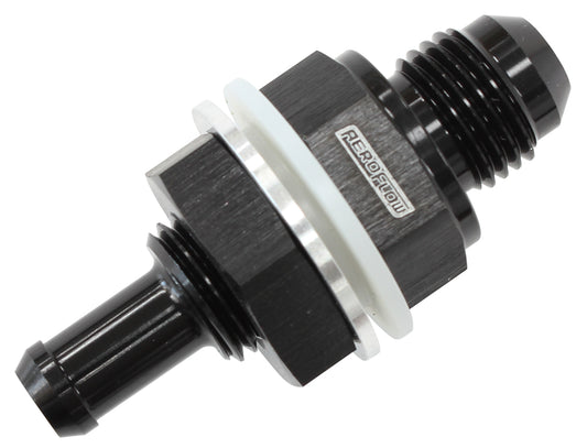 Fuel Cell Bulkhead Fitting -8AN to 1/2" Barb   Black Finish