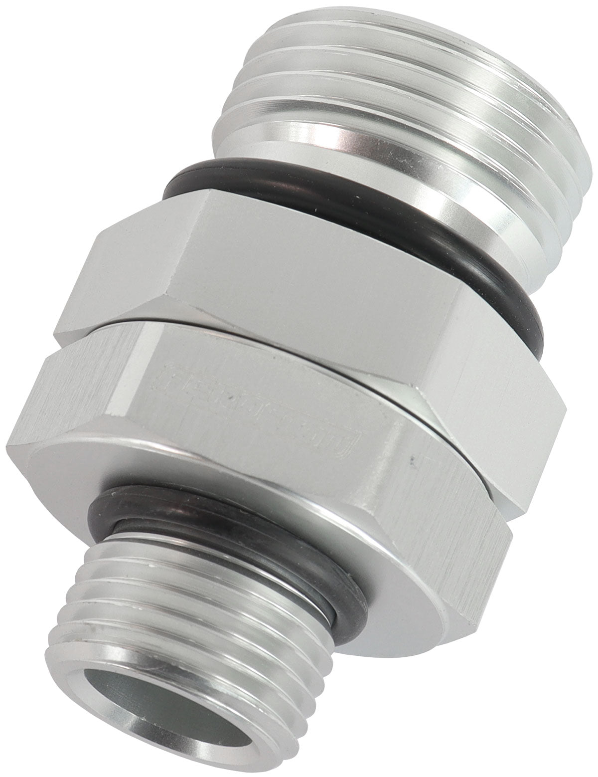 ORB Male to Male Swivel -10 ORB to 3/8" NPT   Silver Finish