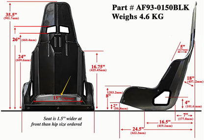 Pro Street Drag 15" Aluminium Race Seat, Black Finish    380mm Hip Width