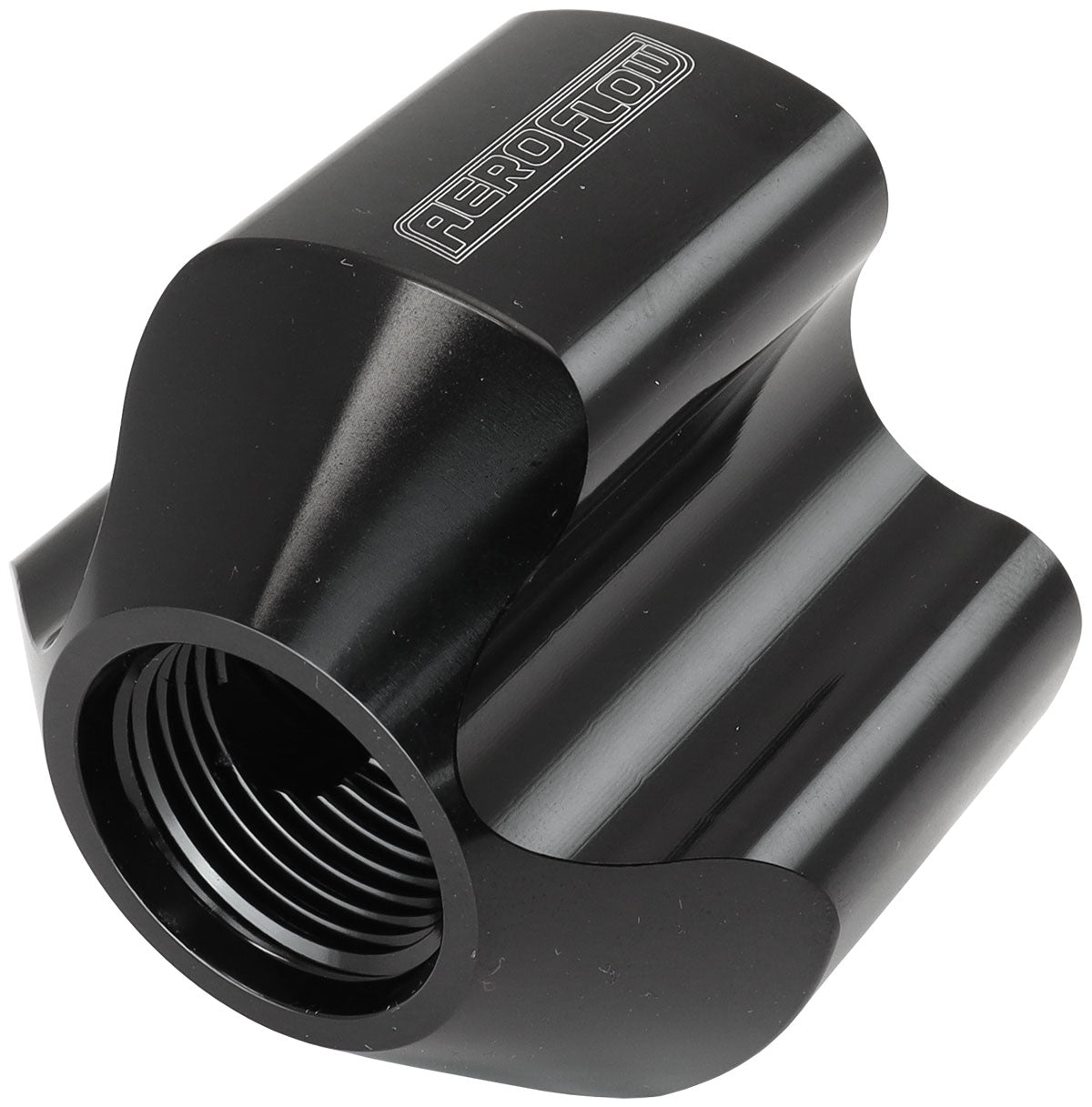 Aeroflow 4 Port Inline Distribution Block - Black Finish  3 x -8 ORB Ports, 1 x -10 ORB Port
