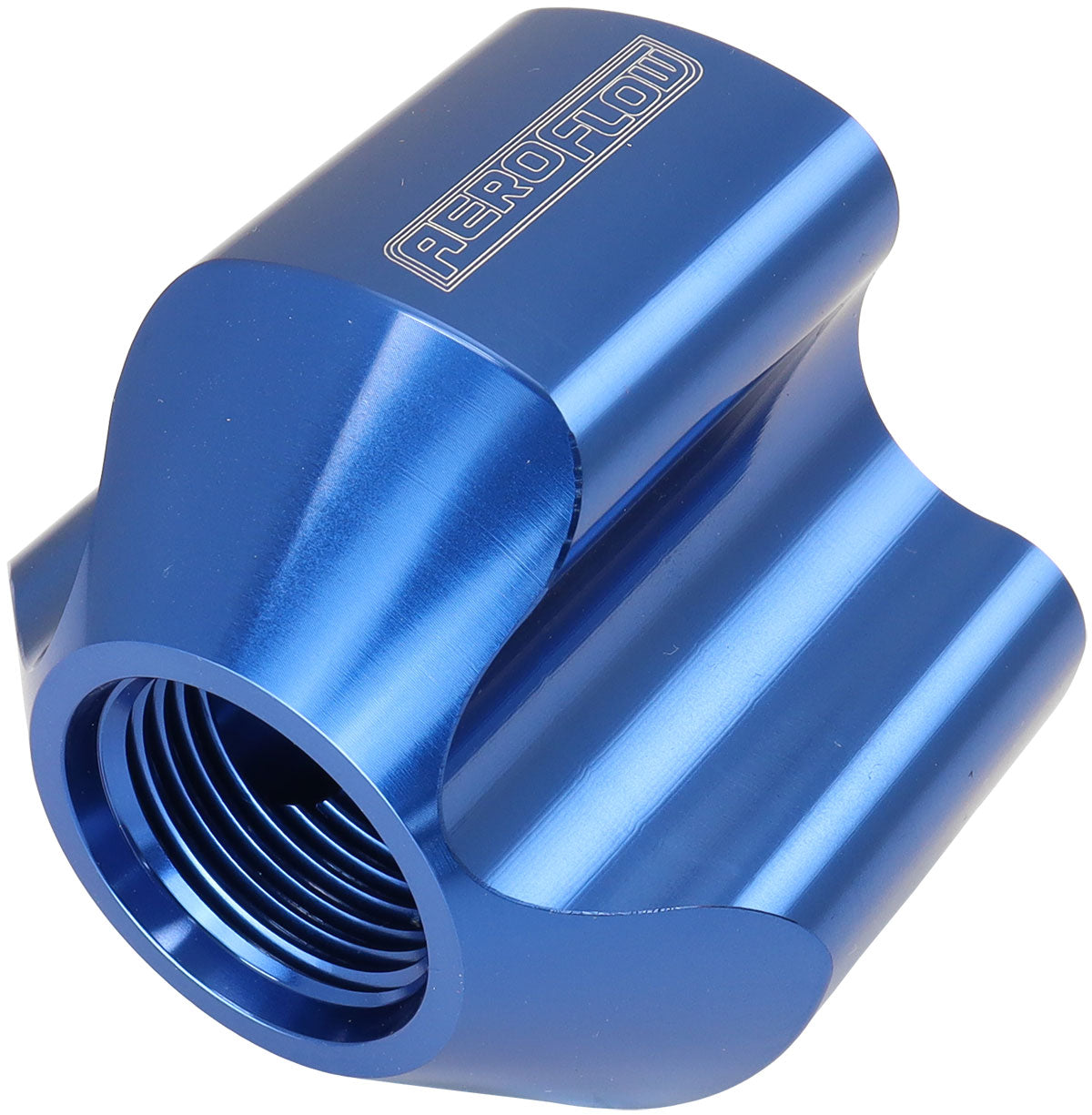 Aeroflow 4 Port Inline Distribution Block - Blue Finish  3 x -8 ORB Ports, 1 x -10 ORB Port