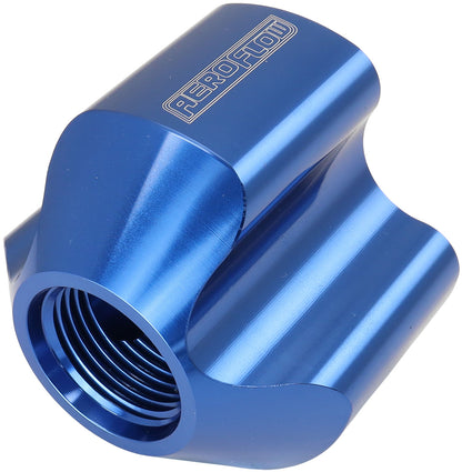 Aeroflow 4 Port Inline Distribution Block - Blue Finish  3 x -8 ORB Ports, 1 x -10 ORB Port