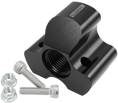 Aeroflow 4 Port Inline Distribution Block - Black Finish  3 x -10 ORB Ports, 1 x -12 ORB Port
