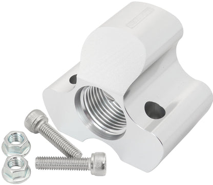 Aeroflow 4 Port Inline Distribution Block - Silver Finish  3 x -10 ORB Ports, 1 x -12 ORB Port