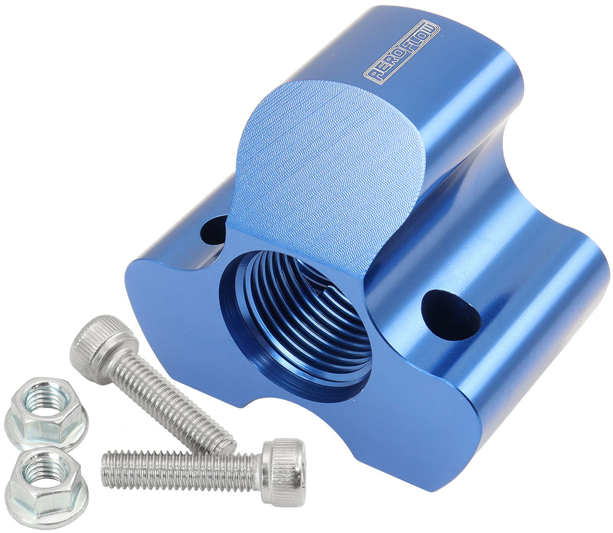 Aeroflow 4 Port Inline Distribution Block - Blue Finish  3 x -10 ORB Ports, 1 x -12 ORB Port