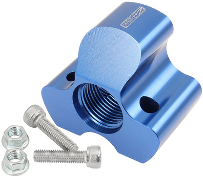Aeroflow 4 Port Inline Distribution Block - Blue Finish  3 x -10 ORB Ports, 1 x -12 ORB Port