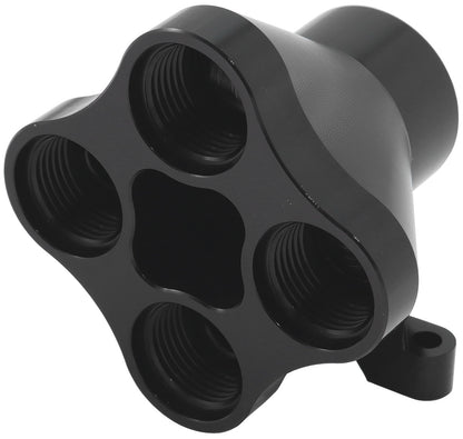Aeroflow 5 Port Inline Distribution Block - Black Finish  4 x -8 ORB Ports, 1 x -12 ORB Port
