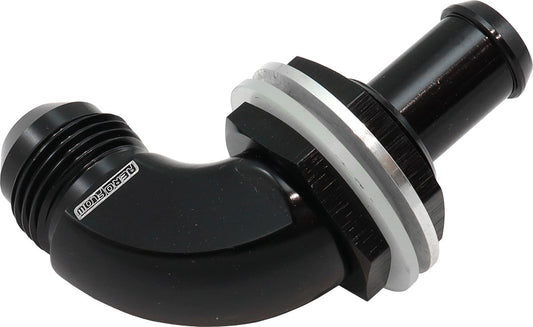 Aeroflow 90 Degree Fuel Cell Bulkhead -8AN to 1/2" Barb   Black Finish