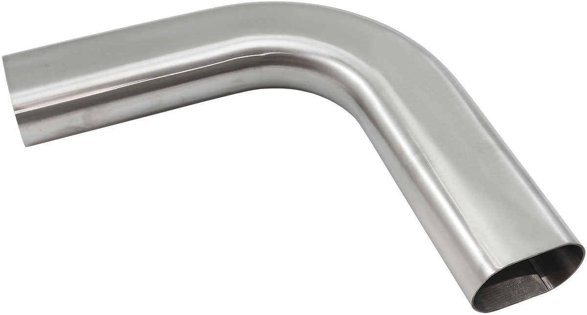 Aeroflow Stainless Steel 2-1/2" Oval Tube, 90 Degree Horizontal Angle   1-7/8" H x 3" W, 1/16" Wall