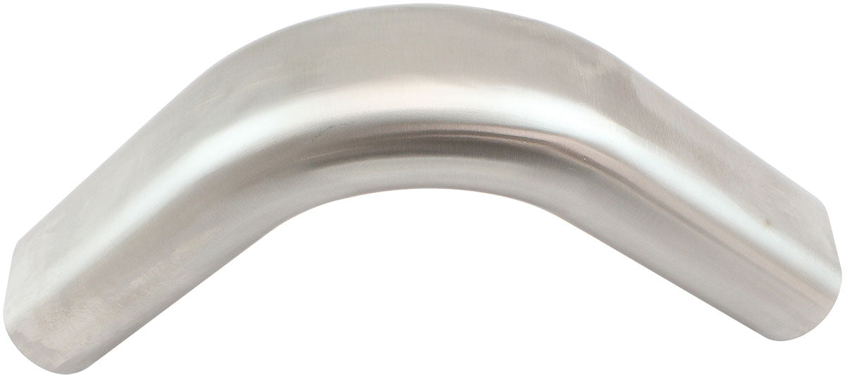 Aeroflow Stainless Steel 3-1/2" Oval Tube, 90 Degree Angle Vertical Pipe   2-7/16" H x 4" W, 1/16" Wall
