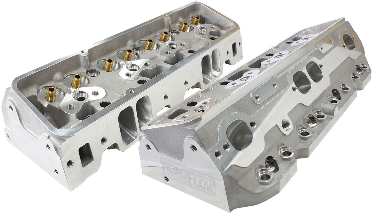 Aeroflow Bare Small Block Chev 327-350-400 213cc CNC Ported Aluminium Cylinder Heads with 68cc Chamber (Pair)   2.15" x 1.30" Intake Port, 1.45" x 1.50" Exhaust Port