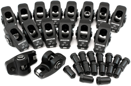 Aeroflow Small Block Ford Windsor 289-351 Aluminium Roller Rocker Set  3/8" Stud Mount, 1.7 Ratio, Set of 16