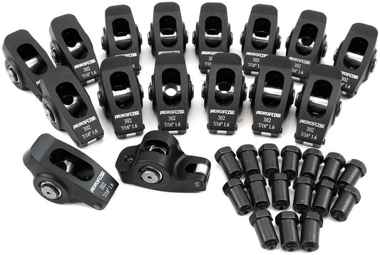Aeroflow Small Block Ford Windsor 289-351 Aluminium Roller Rocker Set  7/16" Stud Mount, 1.6 Ratio, Set of 16