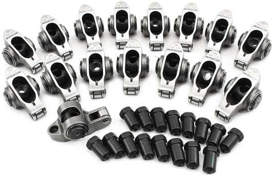 Aeroflow Small Block Chev Stainless Steel Roller Rocker Set  3/8" Stud Mount, 1.55 Ratio, Set of 16